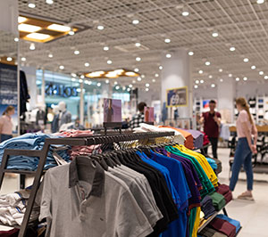 Clothing rack in retail store