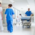 Busy hospital hallway that is free of pest.