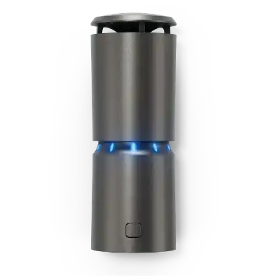 Photo of the long dark grey cylindrical Thermacell mosquito control device.