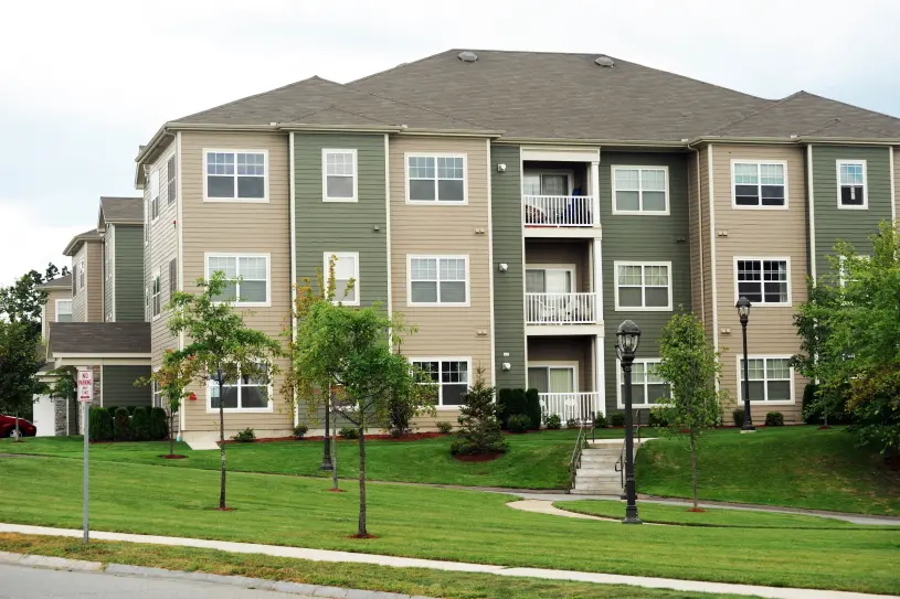 Apartment complex exterior in North Carolina. Find out how pests affect your property management business with these insights from Bug out.