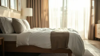 A clean bed with fresh sheets