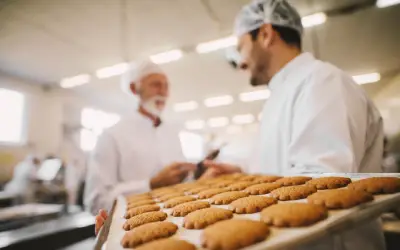 a sheet of cookies in a clean pest-free commercial bakery